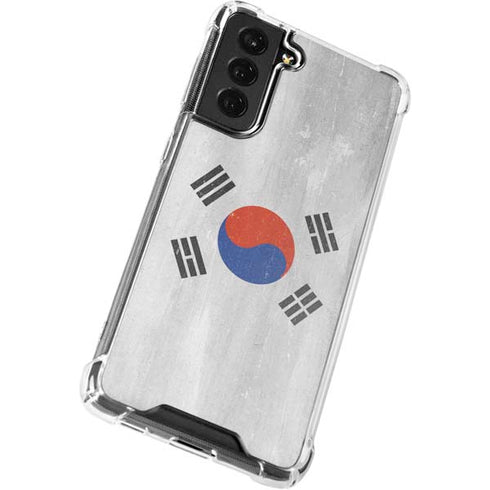 South Korean Flag Distressed Galaxy S21 FE Clear Case